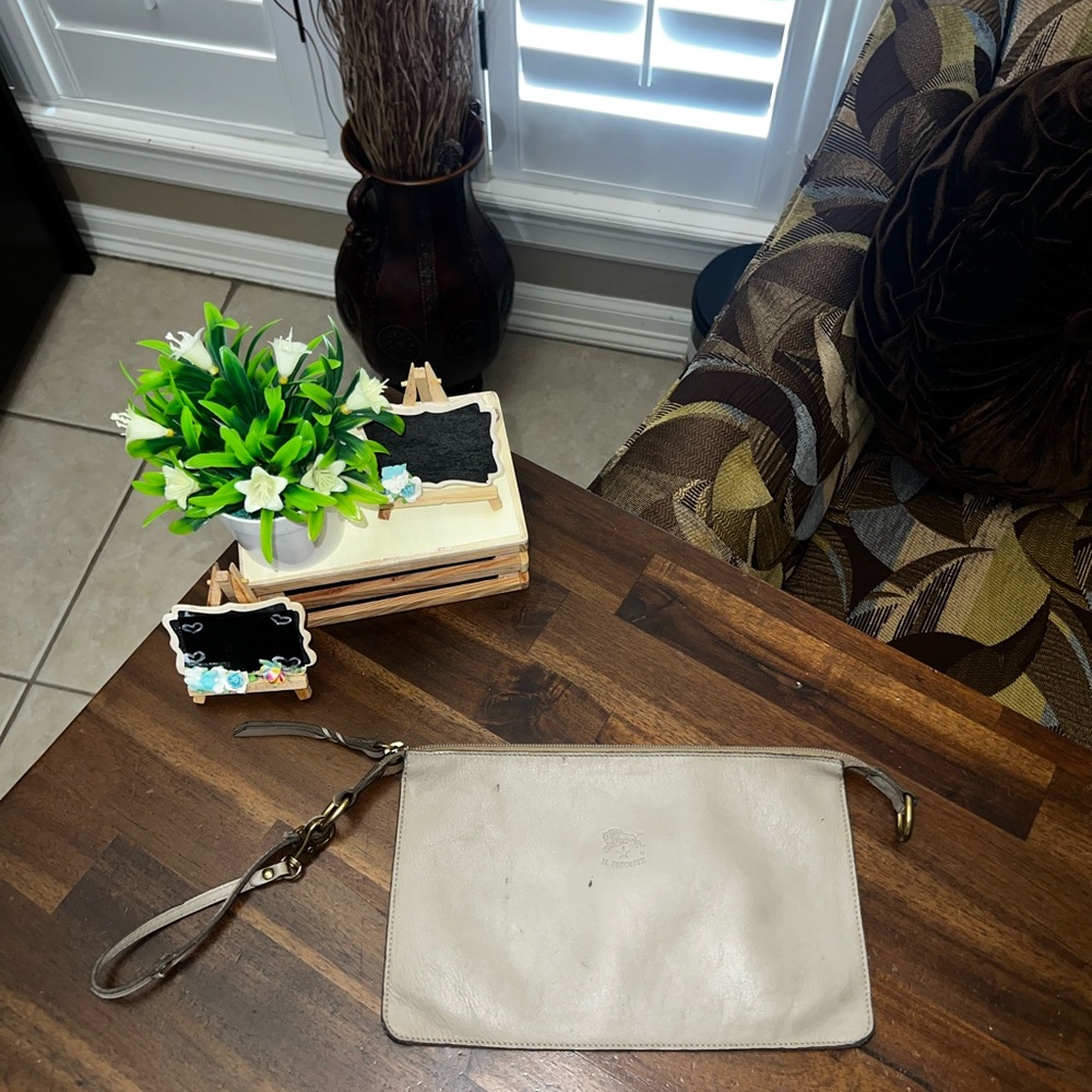 Vintage Il Bisonte Genuine Leather Zip Pouch Clutch Wrstlet